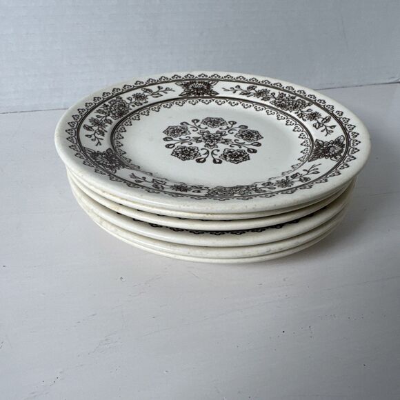6 Vintage Royal China USA Hampshire Brown 6.5”Bread/Dessert Plates Excellent - Picture 3 of 10